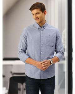 Navy Blue Solid Casual Slim Fit Shirt