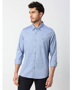 Blue Slim Fit Cotton Casual Shirt
