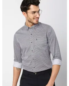Men Black Printed Slim Fit Cotton Shirt