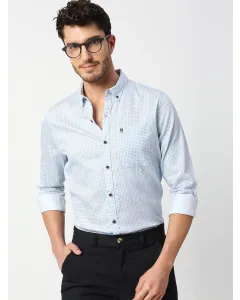 Men Blue Printed Casual Shirt
