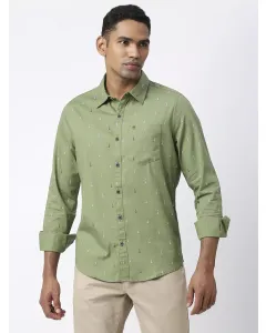 Green Printed Slim Fit Shirt