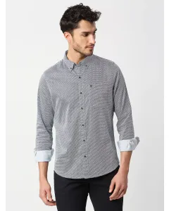 Men Navy Blue Printed Casual Shirt