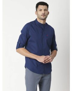 Navy Blue Men Slim Fit Casual Shirt
