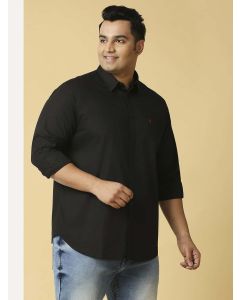 Black Plus Size Cotton Casual Shirt