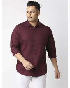 Burgundy Plus Size Cotton Casual Shirt