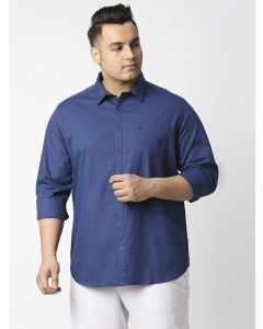 Navy Blue Plus Size Cotton Casual Shirt