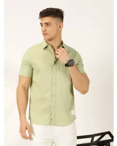 Pista Slim Fit Short Sleeves Spread Collar Linen Casual Shirt