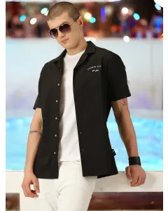 Black Solid Slim Fit Casual Shirt