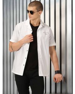 White Solid Slim Fit Casual Shirt