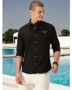 Black Solid Slim Fit Casual Shirt