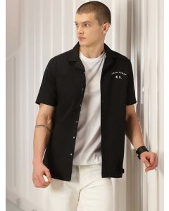 Black Solid Slim Fit Casual Shirt