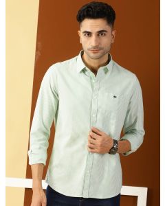 Green Oxford Stripe Casual Slim Fit Shirt