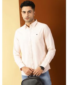 Orange Oxford Stripe Casual Slim Fit Shirt