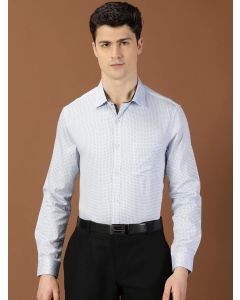 Blue Slim Fit Long Sleeves Printed Shirt