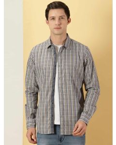 Grey Tartan Checks Cotton Casual Shirt