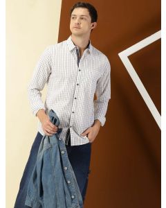 Green Slim Fit Long Sleeves Checked Shirt