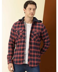 Red Slim Fit Long Sleeves Checked Shirt