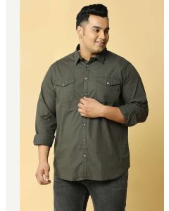Olive Plus Size Opaque Casual Shirt
