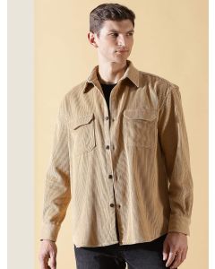 Beige Premium Corduroy Oversized Pure Cotton Shackets