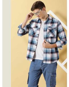 Blue Regular Fit Long Sleeves Checked Shirt