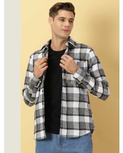 Green Slim Fit Long Sleeves Checked Shirt