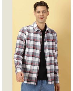 Red Slim Fit Long Sleeves Checked Shirt