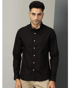Black Regular Fit Oxford Casual Shirt