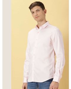 Pink Slim Fit Spread Collar Casual Shirt