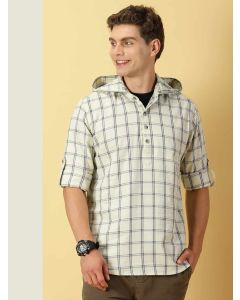 Beige Regular Fit Long Sleeves Checked Shirt