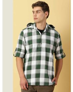 Green Regular Fit Long Sleeves Checked Shirt