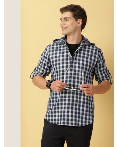 NavyBlue Regular Fit Long Sleeves Checked Shirt
