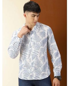White Floral Printed Casual Pure Cotton Shirt