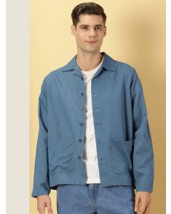 Teal Cotton Linen Casual Shacket