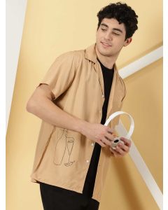 Men Khaki Solid Regular Fit Shirt