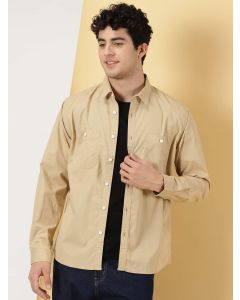 Beige Men Smart Opaque Casual Shirt