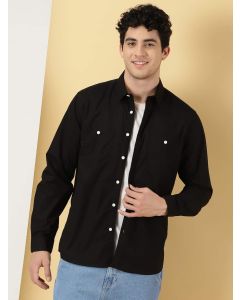 Black Men Smart Opaque Casual Shirt
