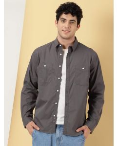 Grey Men Smart Opaque Casual Shirt