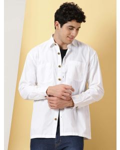 White Men Smart Oversized Casual Shirt