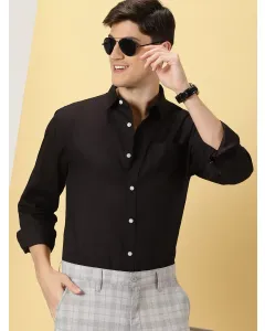 Men Black Solid Slim Fit Shirt