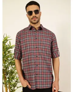 RED Regular Fit Long Sleeves Checked Shirt