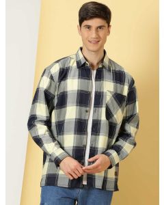 Yellow Oversized Long Sleeves Checked Shirt