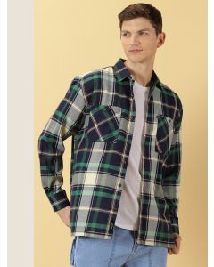 Green Regular Fit Long Sleeves Checked Shirt