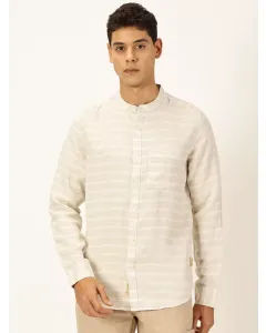 Men Beige Cotton Linen Shirt