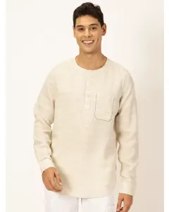 Men Beige Striped Premium Linen Shirt