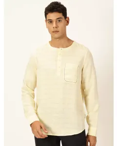 Men Yellow Striped Premium Linen Shirt