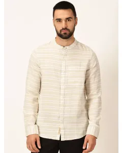 Men Cream Stripes Premium Linen Shirt