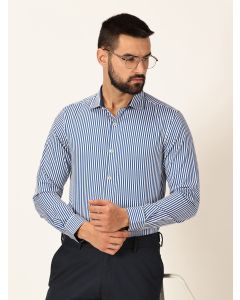 Blue Regular Fit Long Sleeves Striped Shirt