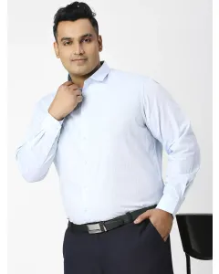 Light Blue Plus Size Regular Fit Long Sleeves Solid Shirt