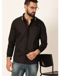 Men Black Solid Regular Fit Shirt