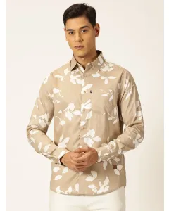Men Beige Floral Printed Shirt